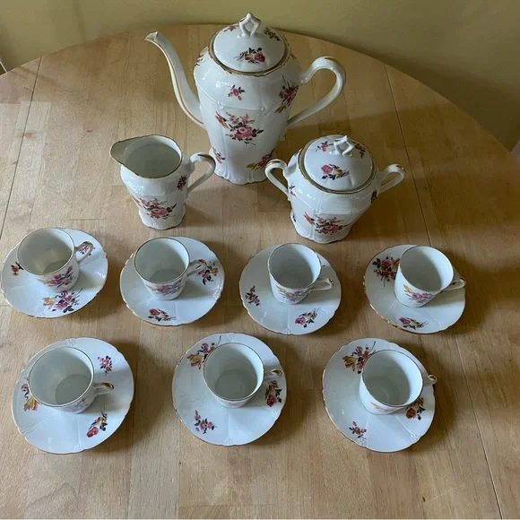 Limoges B et Cie porcelain coffee service circa 1965. 19 piece set - Picture 1 of 11